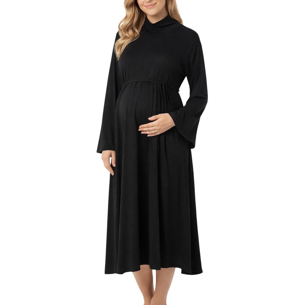 New Additions Maternity Black Turtle Neck Long Sleeve Short Dress Size XL